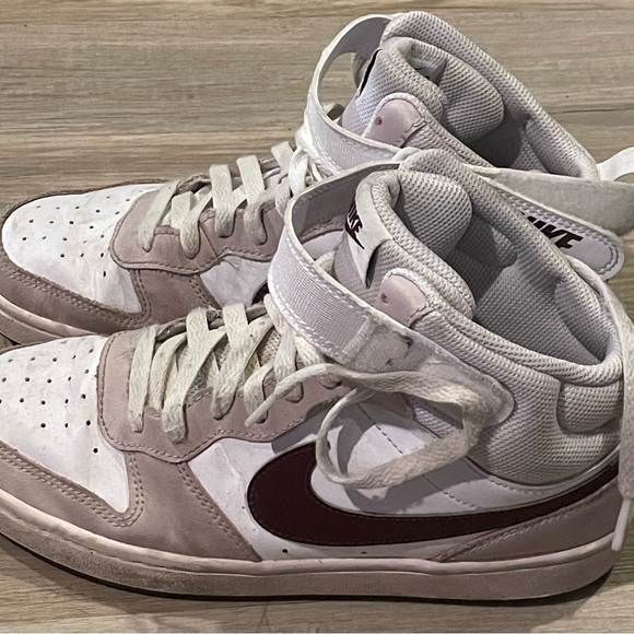 nike court borough mid 2 7y White/Burgundy Crush/Platinum Violet - Picture 6 of 7